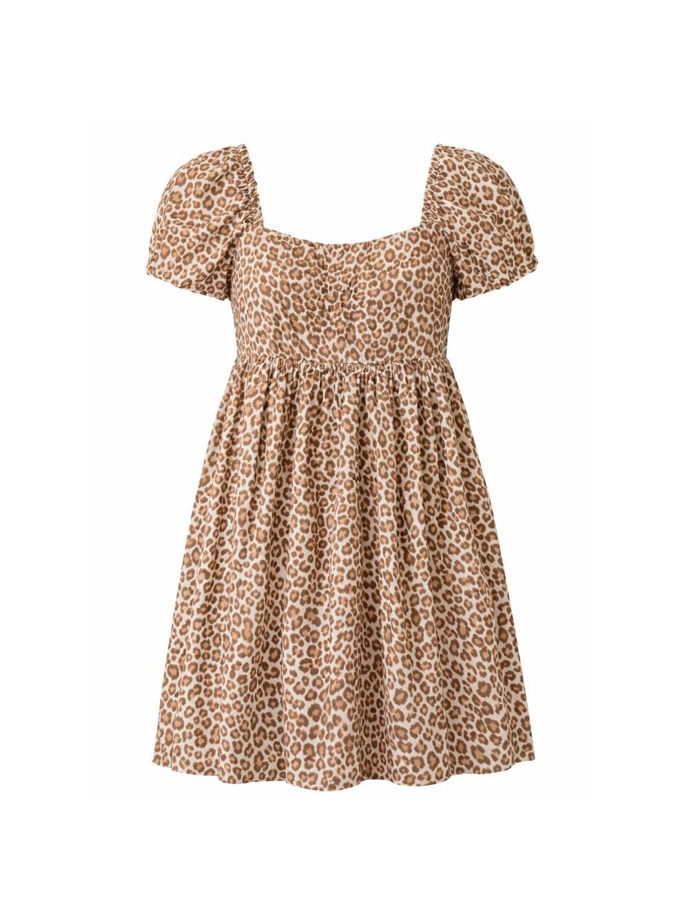 J.Crew Leopard Print Smocked Puff Sleeve Babydoll Dress Brown Womens Size 6 NWT